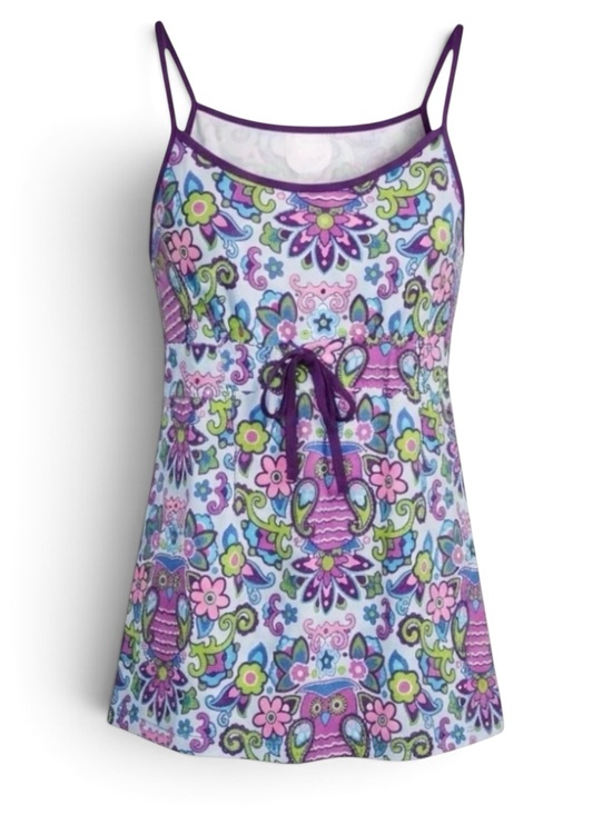 Nick & Nora Tops - Y2K Nick & Nora Whimsical Retro Owl Novelty Print Ribbon Bow Babydoll Cami Top M